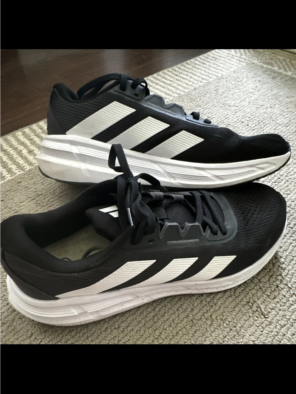 adidas Men's Black Athletic Running Shoes with White Stripes
